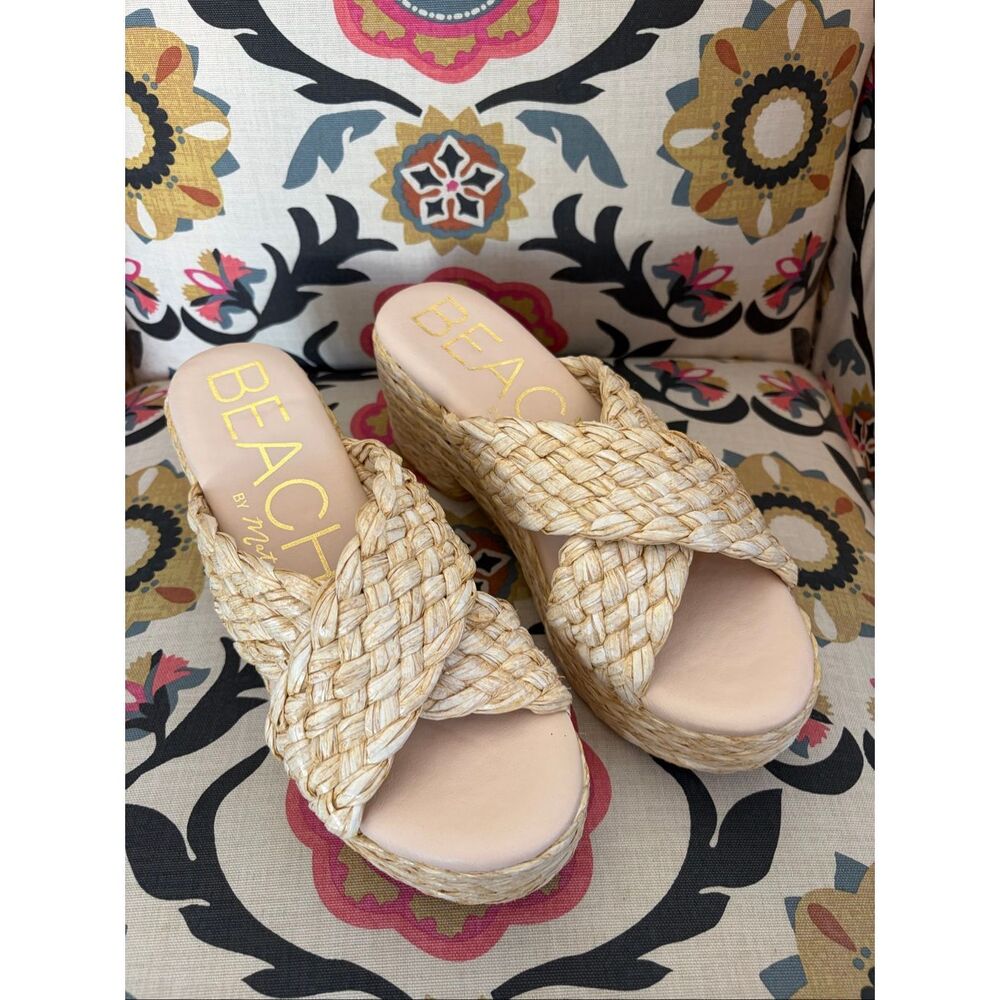 MATISSE Natural Reflection Raffia Platform Sandals Size 9 - Picture 4 of 12